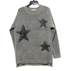 Philosophy Sparkly Stars Sweater Womens L Gray Celestial Patriotic USA Y2K